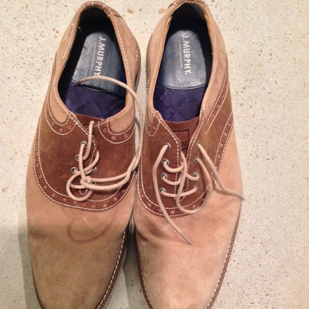 J. Murphy Men's Suede Oxford Shoes Size 11.5 Brown Two-Tone Comfort
